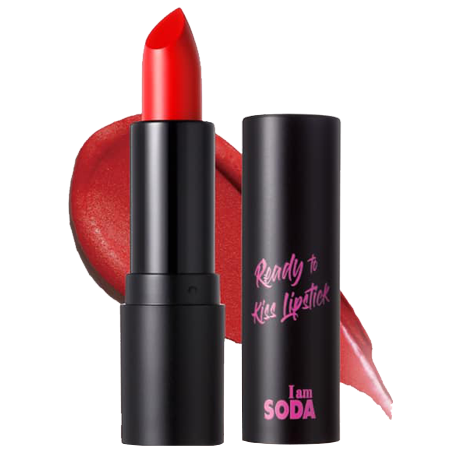 I am SODA Ready to kiss Lipstick #Red 3.5g ลิปสติก Made in Korea เนื้อเนียนนุ่ม เม็ดสีละเอียด ทำให้ปิดร่องปากได้อย่างเนียนกริบ จะสายแซ่บหรือสายหวานต้องไม่พลาด