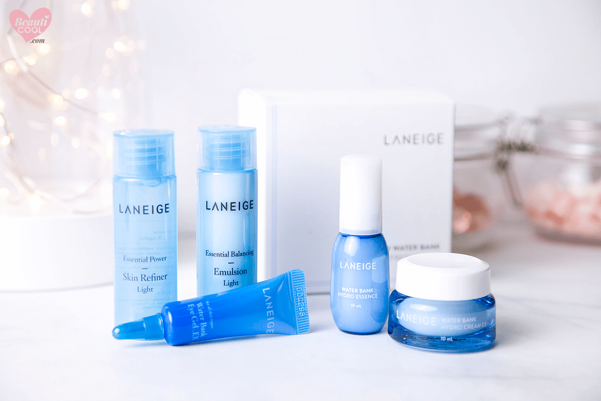 Laneige Basic & New Water Bank Refreshing Kit 5 Items เซ็ต Water Bank สุดฮิต ฟื้นฟูผิวแห้งให้อิ่มน้ำ สัมผัสผิวชุ่มชื้นนุ่มเนียนได้ทุกวัน