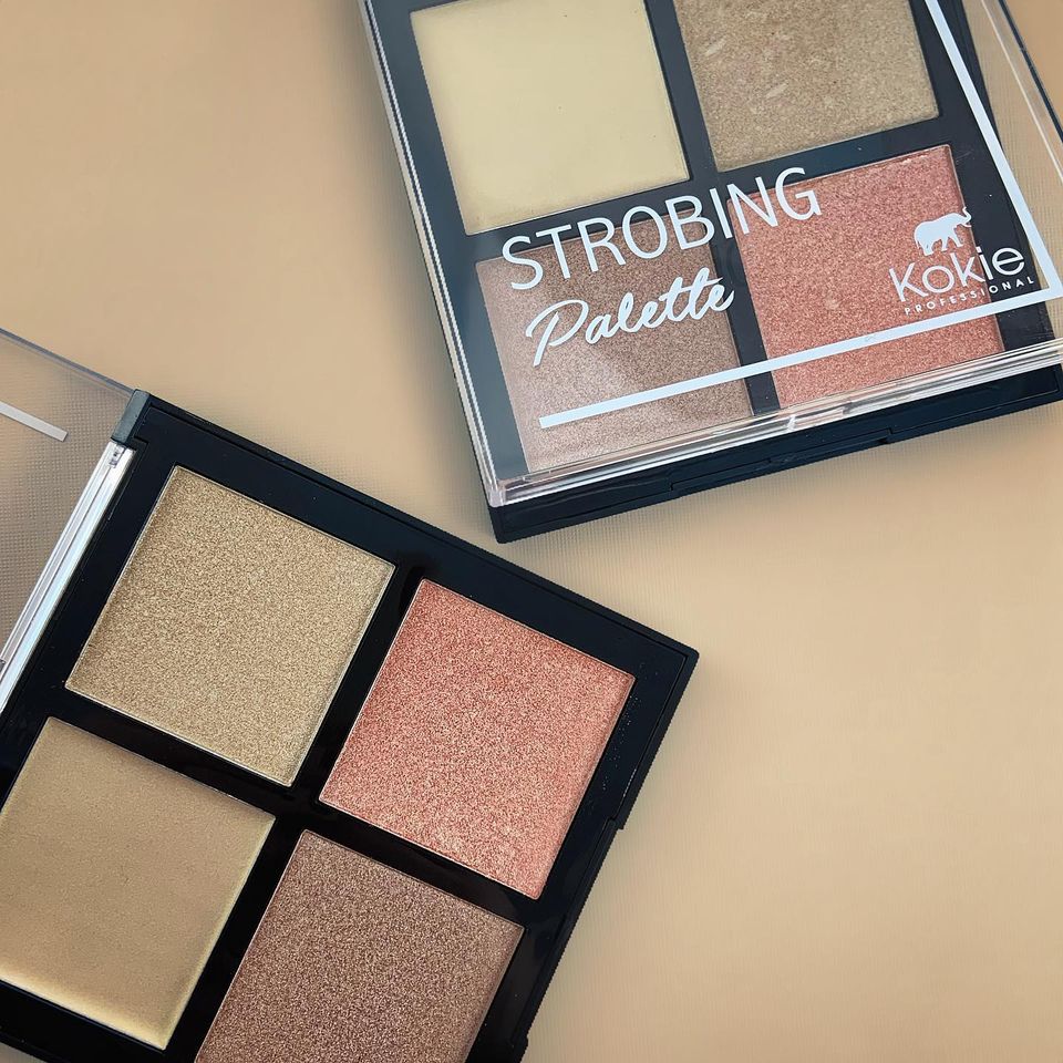 Kokie Cosmetics Strobing Palette #Get the Glow 21g ไฮไลท์พาเลท 4 หลุมใหญ่ เนื้อไฮไลท์ 2 แบบ ทั้งแบบครีม และแบบฝุ่น ในพาเลทเดียว