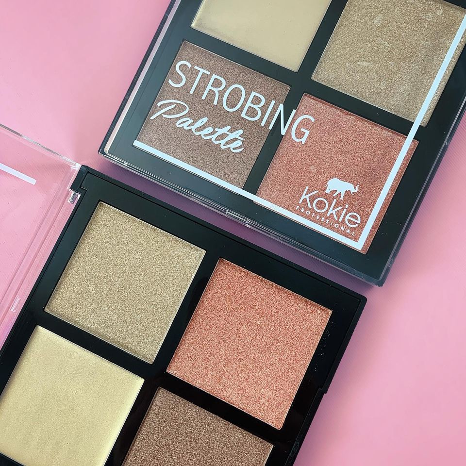 Kokie Cosmetics Strobing Palette #Get the Glow 21g ไฮไลท์พาเลท 4 หลุมใหญ่ เนื้อไฮไลท์ 2 แบบ ทั้งแบบครีม และแบบฝุ่น ในพาเลทเดียว